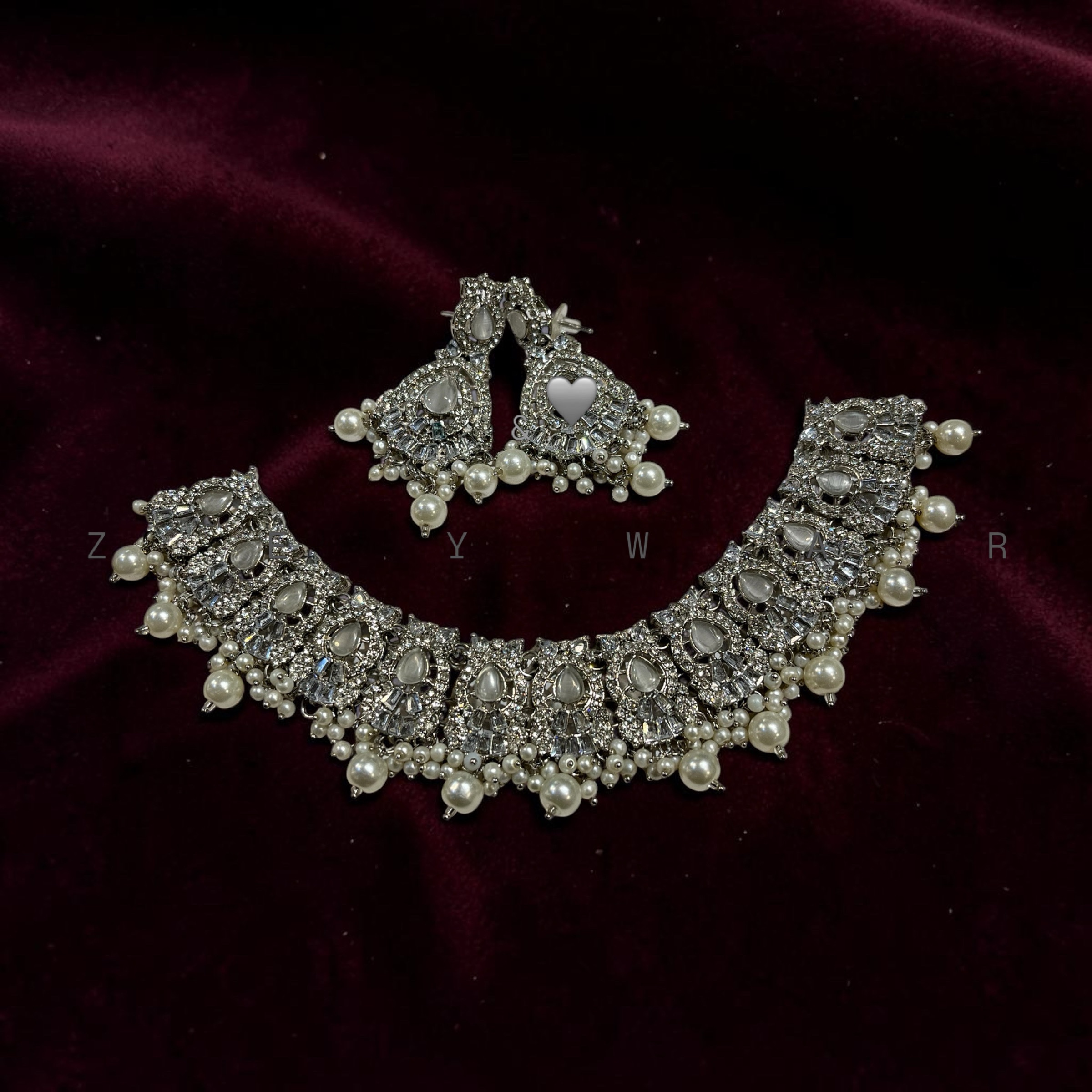 Steel silver premium quality eygptian set with tika