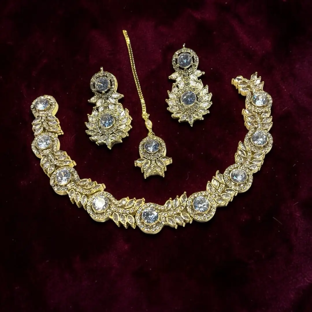 Round neck zarkun set with tika high quality